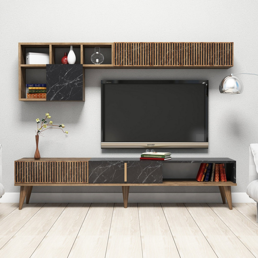 TV ormarić Milan - Walnut, Black-Vasdom.hr