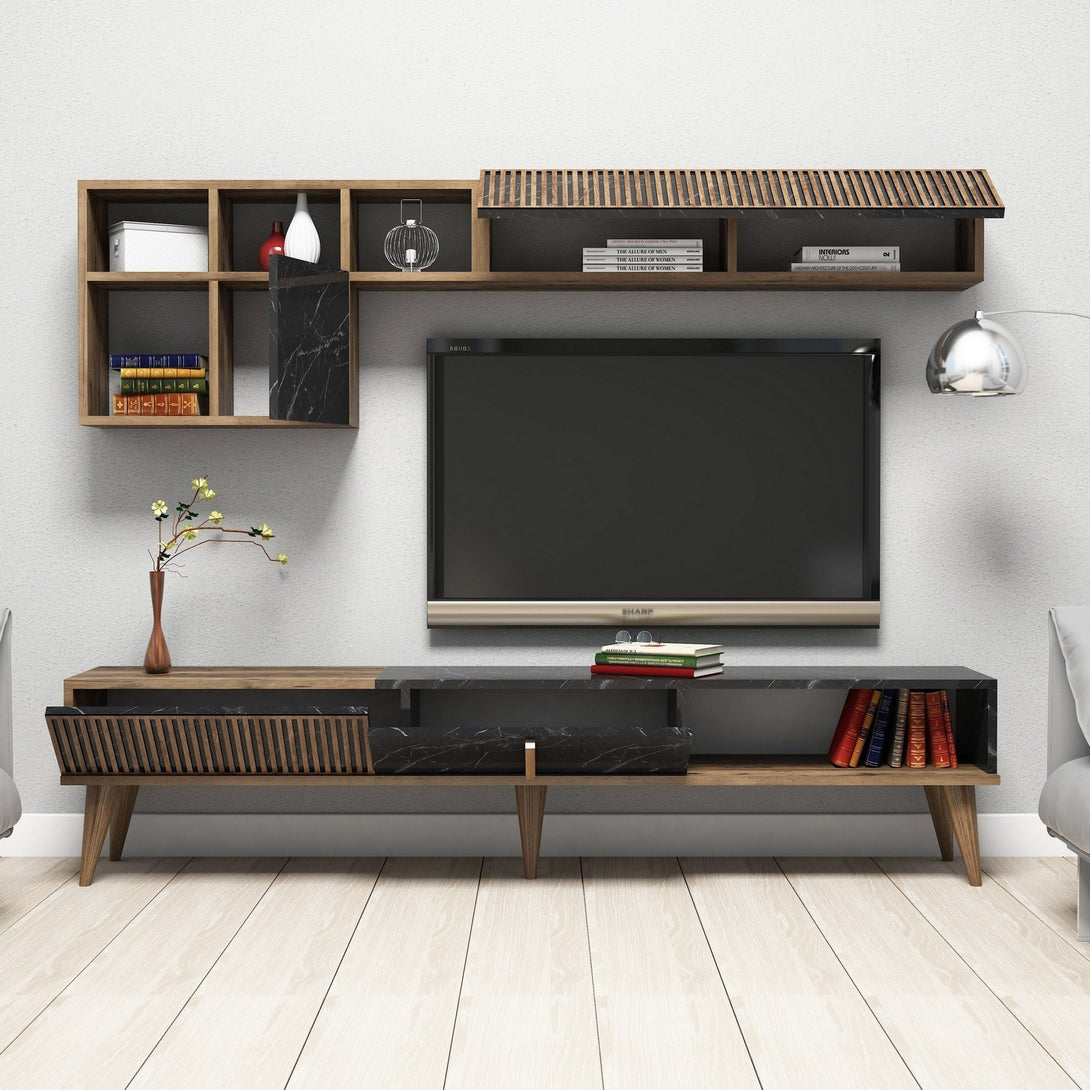TV ormarić Milan - Walnut, Black-Vasdom.hr