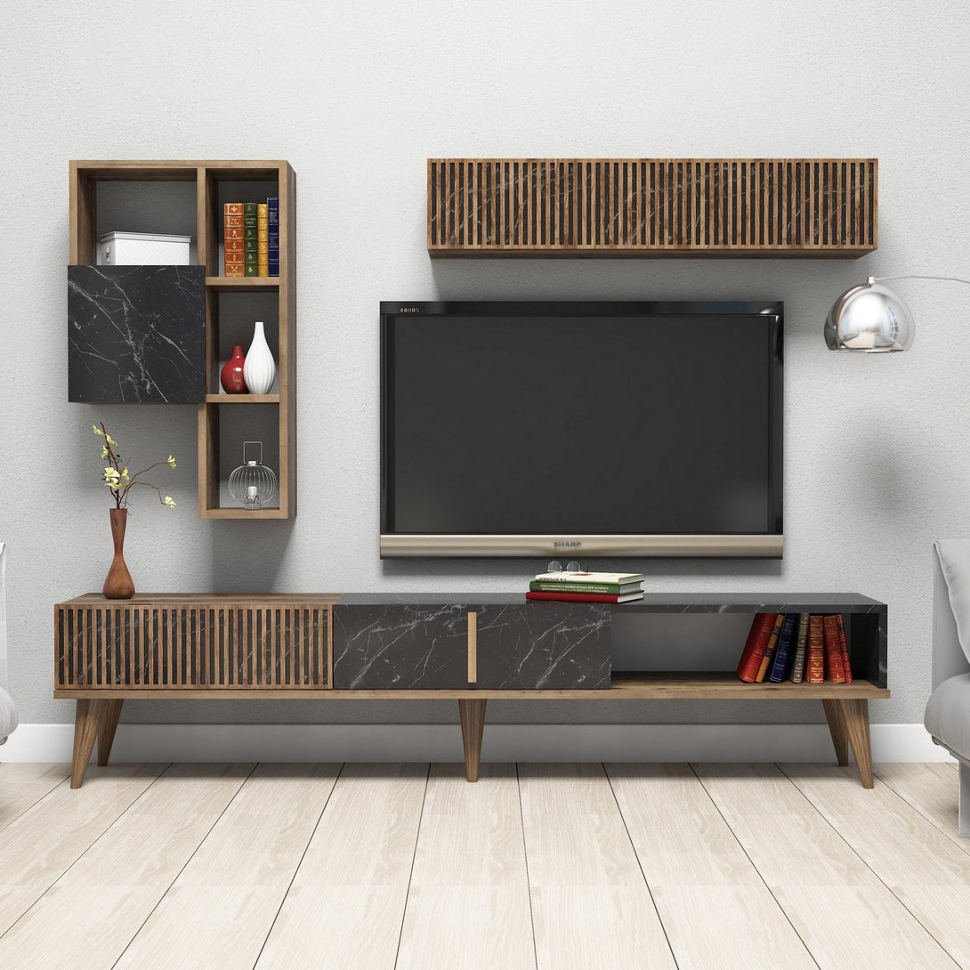 TV ormarić Milan - Walnut, Black-Vasdom.hr