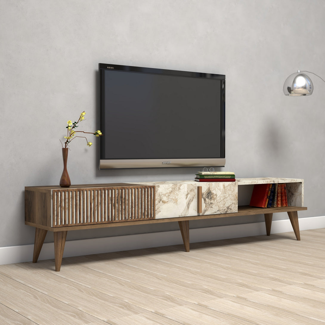 TV ormarić Milan - Walnut, White Marble-Vasdom.hr
