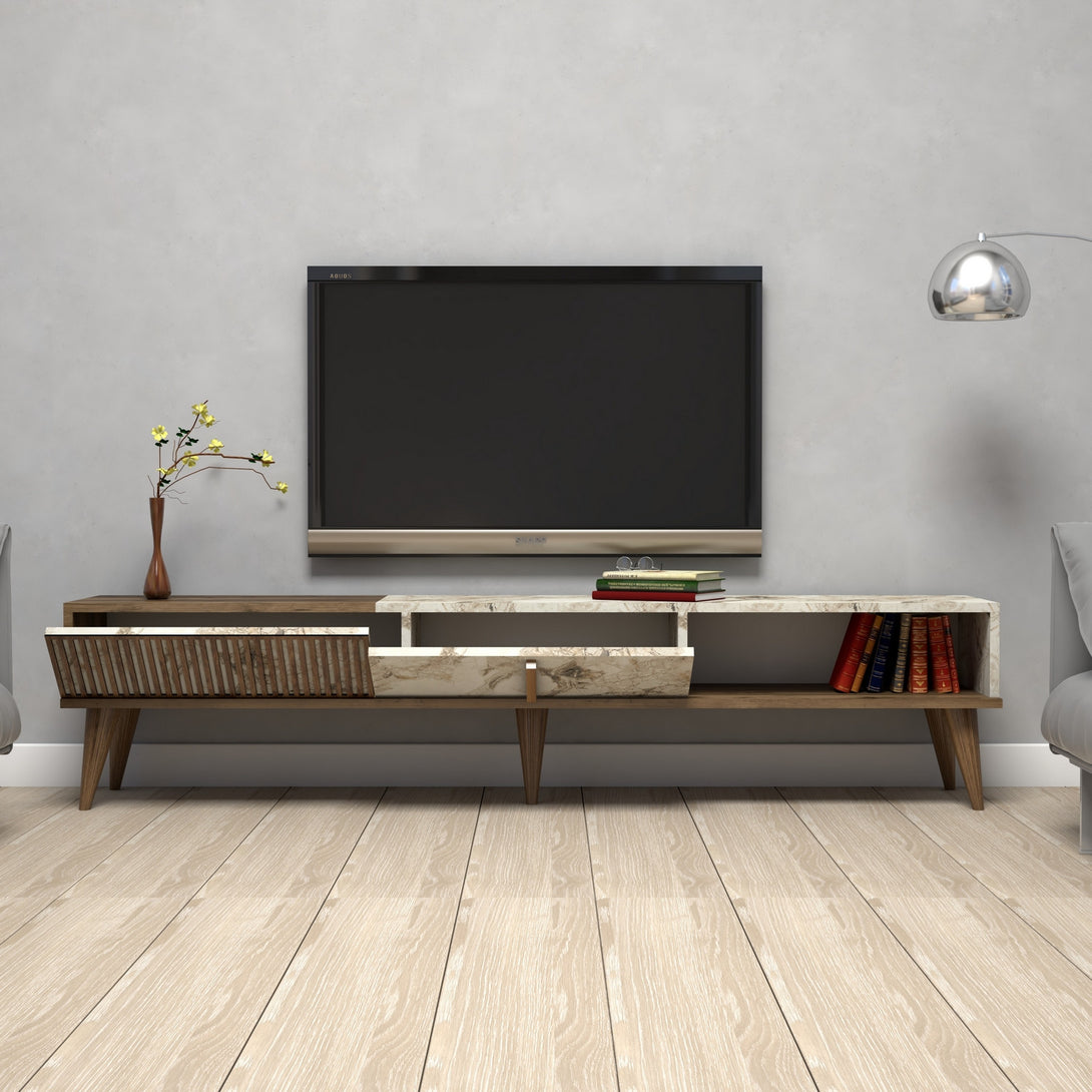 TV ormarić Milan - Walnut, White Marble-Vasdom.hr