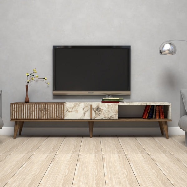 TV ormarić Milan - Walnut, White Marble-Vasdom.hr