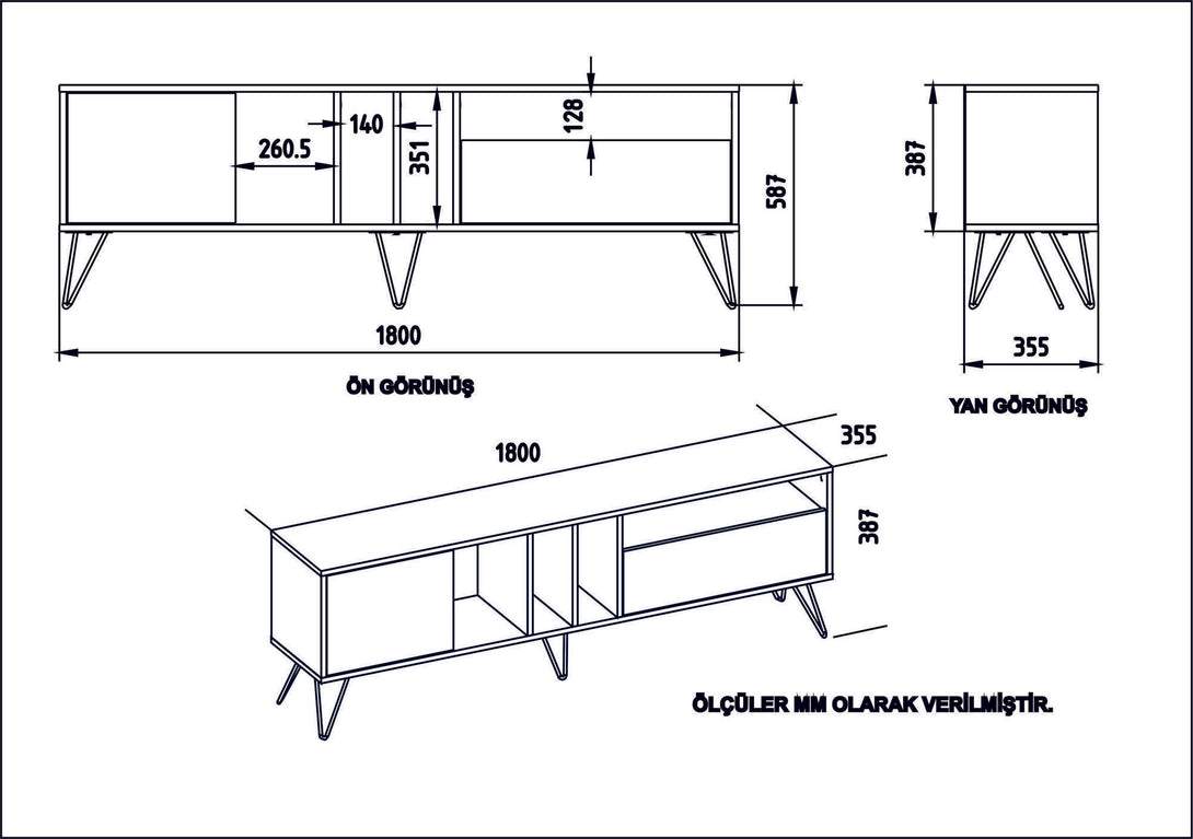 TV ormarić Mistico (180) - Walnut, White-Vasdom.hr