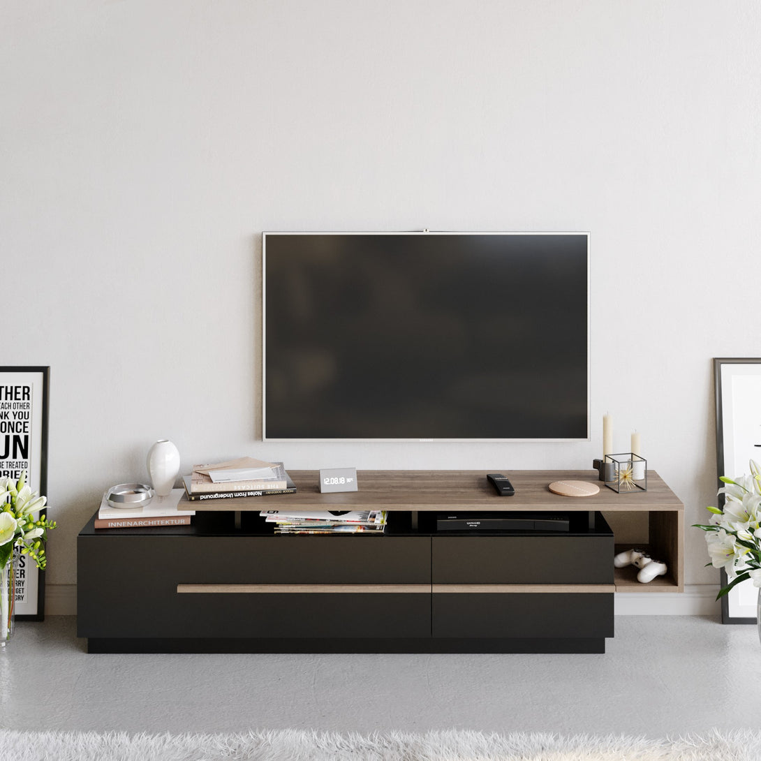 TV ormarić Pia - Black, Walnut-Vasdom.hr