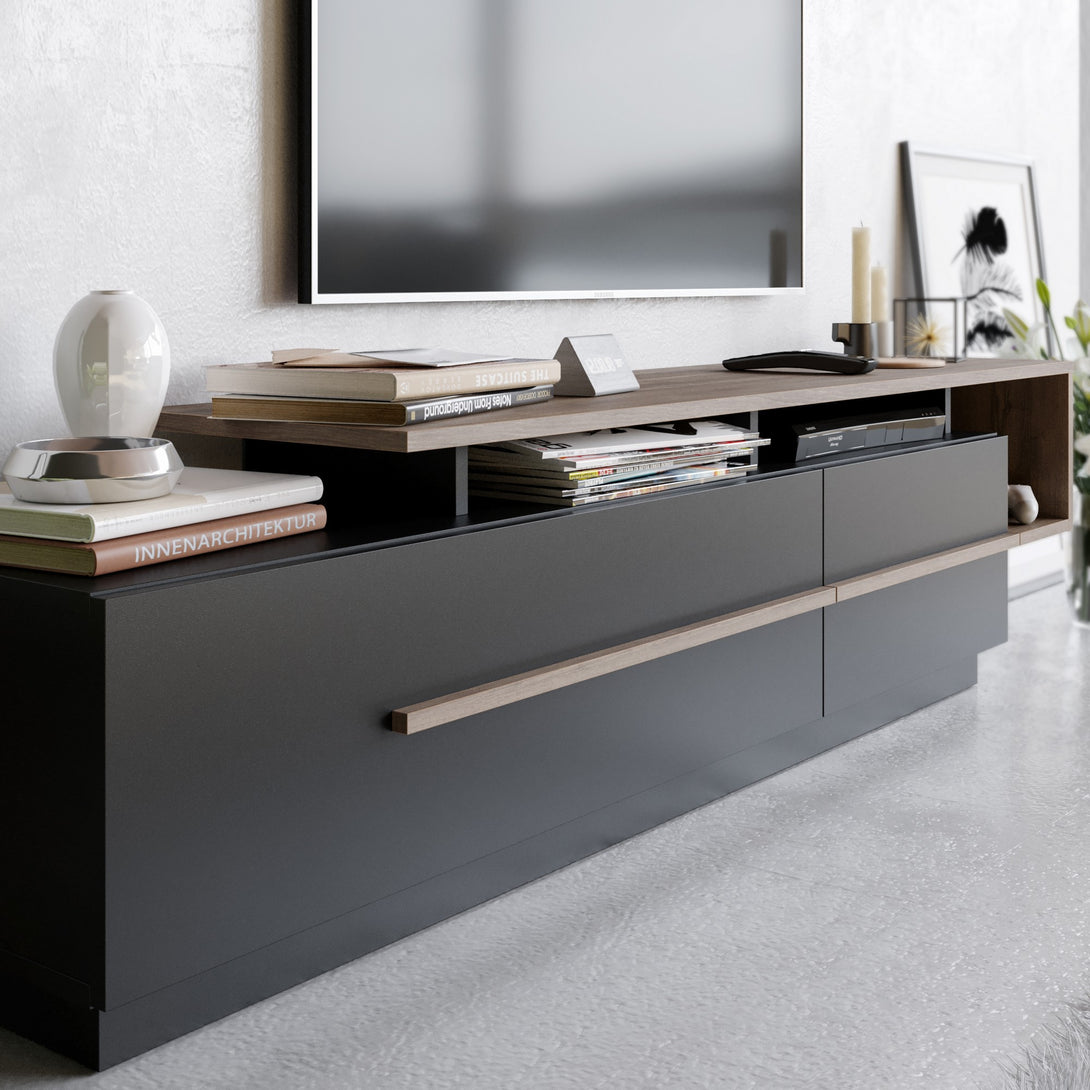 TV ormarić Pia - Black, Walnut-Vasdom.hr