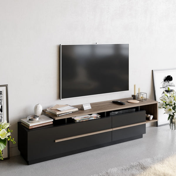 TV ormarić Pia - Black, Walnut-Vasdom.hr