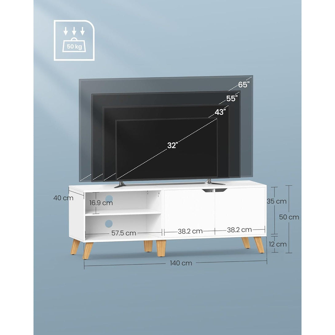TV ormarić s 2 vrata i podesivom policom, 40 x 140 x 50 cm, bijeli | VASAGLE-Vasdom.hr