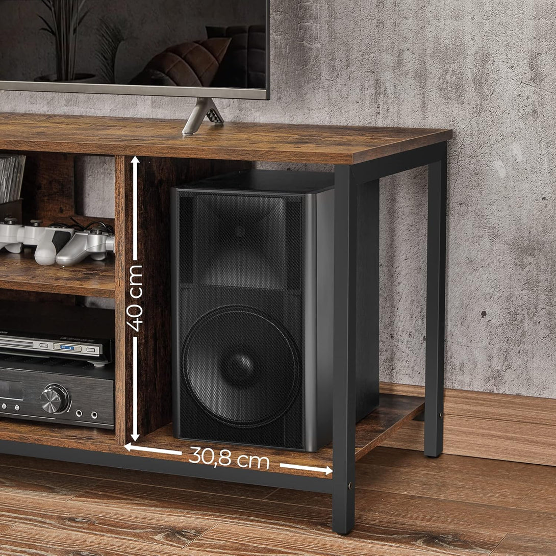 TV ormarić s otvorenim policama, 120 x 40 x 50 cm, rustikalno smeđa i crna | VASAGLE-Vasdom.hr