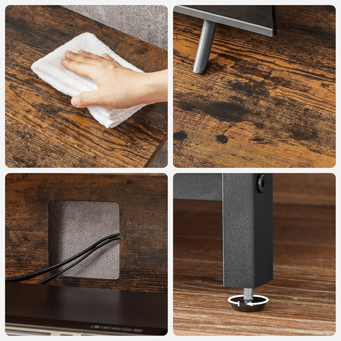 TV ormarić s otvorenim policama, 120 x 40 x 50 cm, rustikalno smeđa i crna | VASAGLE-Vasdom.hr