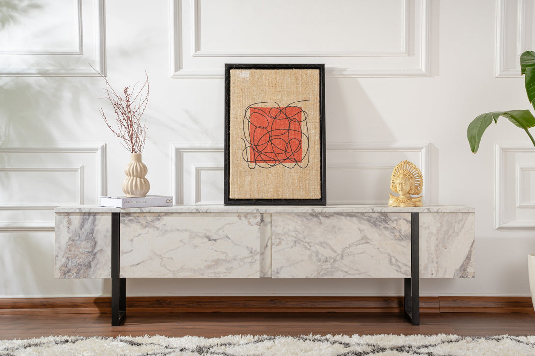 TV ormarić Serenity - Fressia Marble, Black-Vasdom.hr