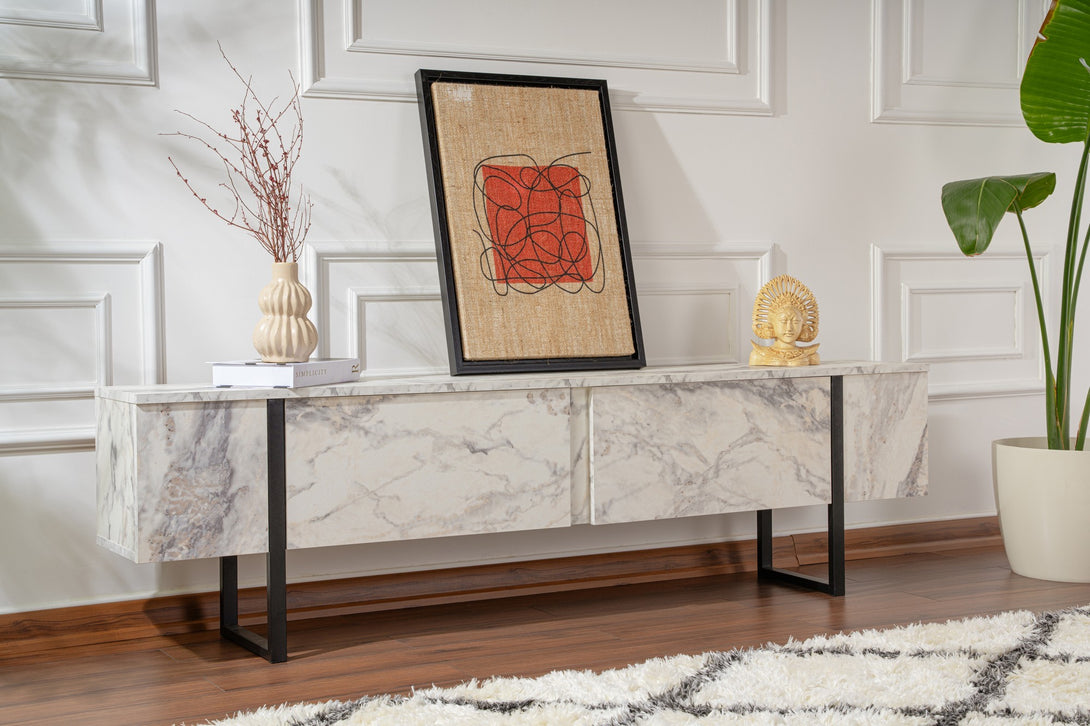 TV ormarić Serenity - Fressia Marble, Black-Vasdom.hr