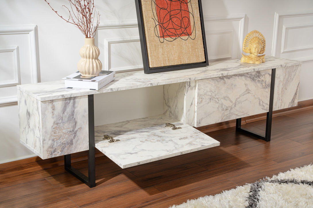 TV ormarić Serenity - Fressia Marble, Black-Vasdom.hr