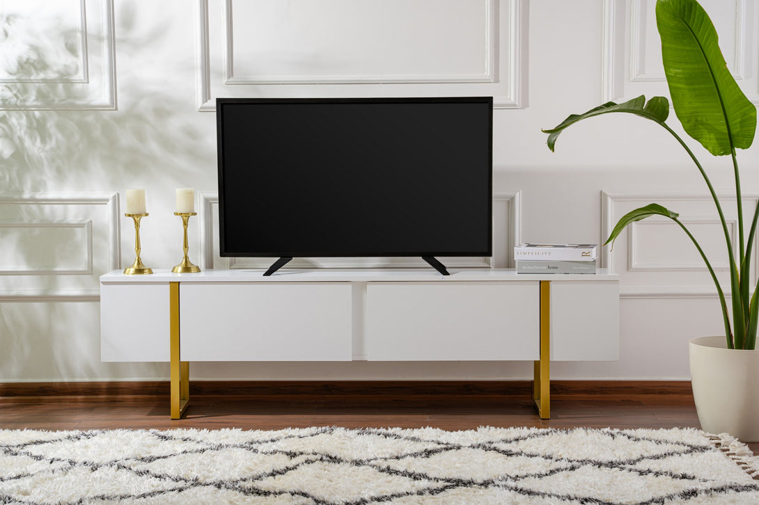 TV ormarić Serenity - White, Gold-Vasdom.hr