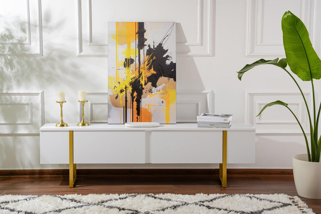 TV ormarić Serenity - White, Gold-Vasdom.hr