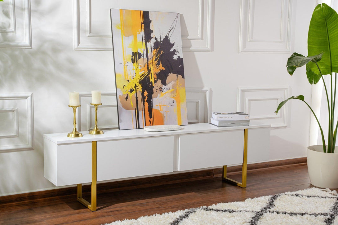 TV ormarić Serenity - White, Gold-Vasdom.hr