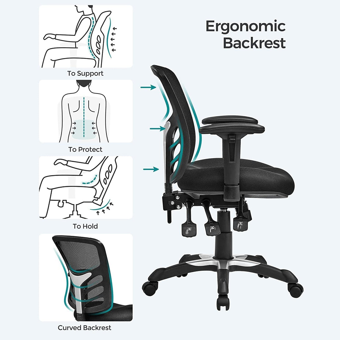 Uredska stolica, Ergonomska okretna stolica, podesiva visina stolice | SONGMICS-Vasdom.hr