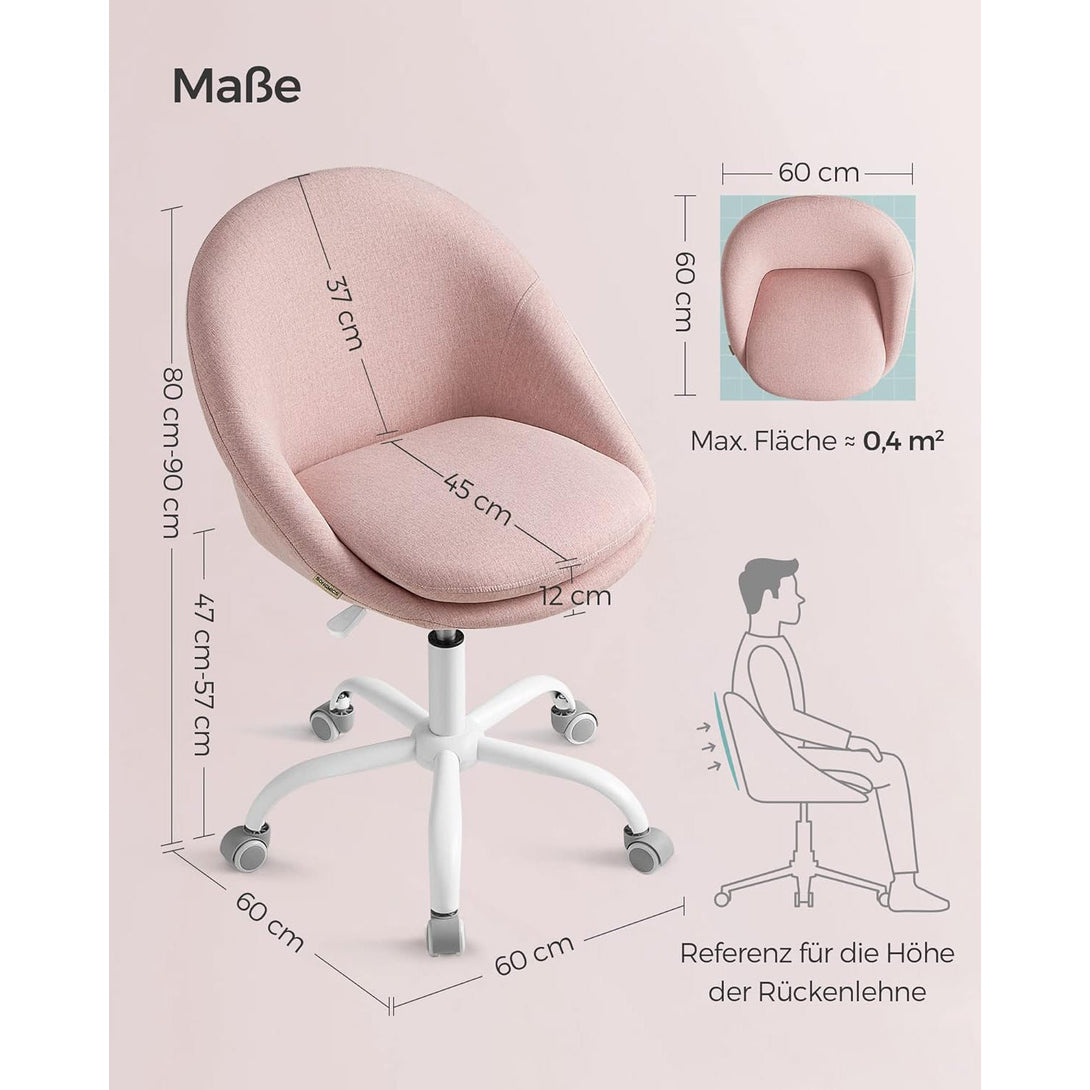 Uredska stolica podesive visine, okretna radna stolica, svjetlo roza | SONGMICS-Vasdom.hr