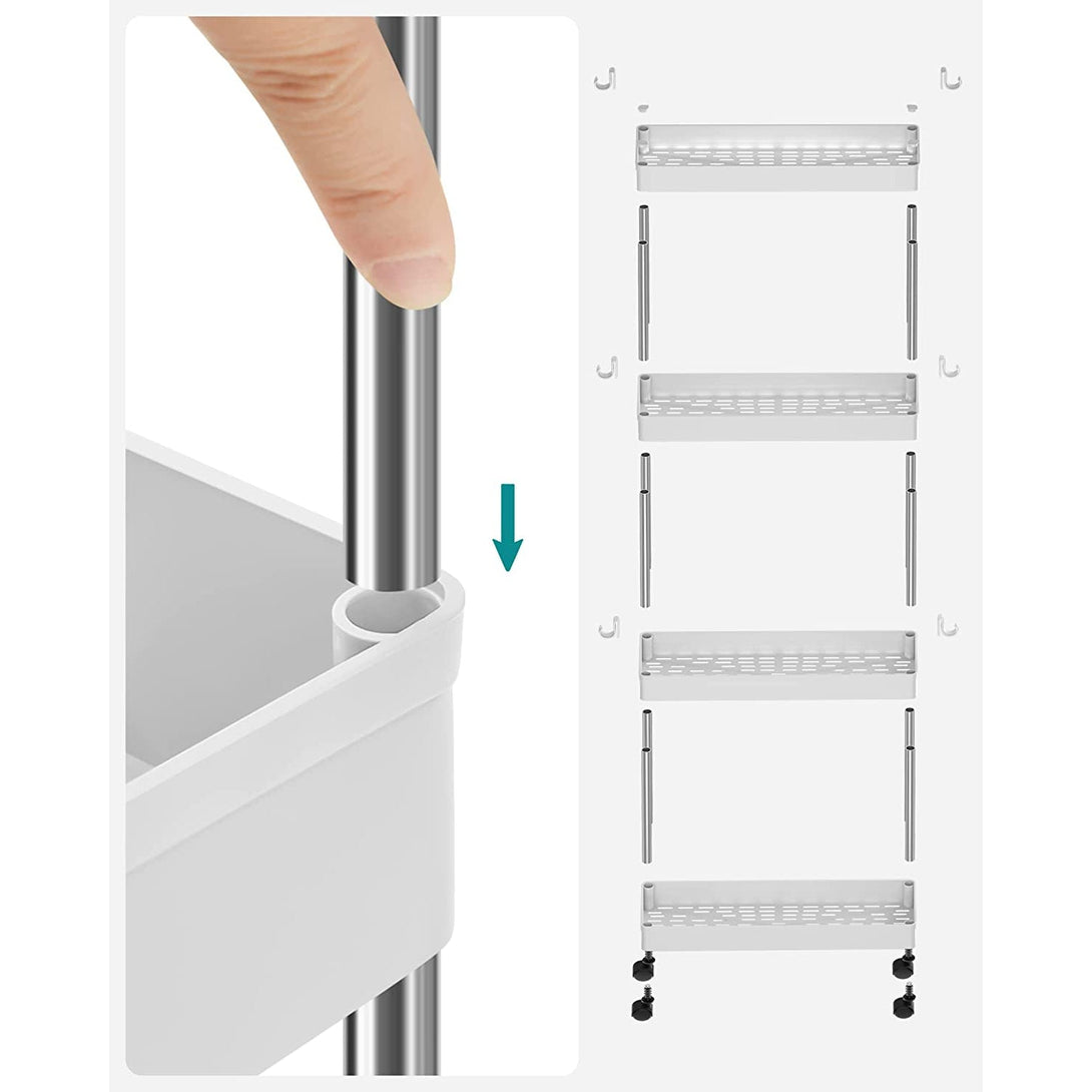 Uska kolica za odlaganje na 4 razine, 40 x 12.5 x 84 cm, bijela | SONGMICS-Vasdom.hr