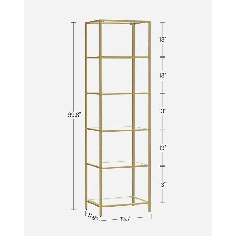 Uska polica na 6 razina, 30 x 40 x 177,3 cm, metalik zlatne boje | VASAGLE-Vasdom.hr