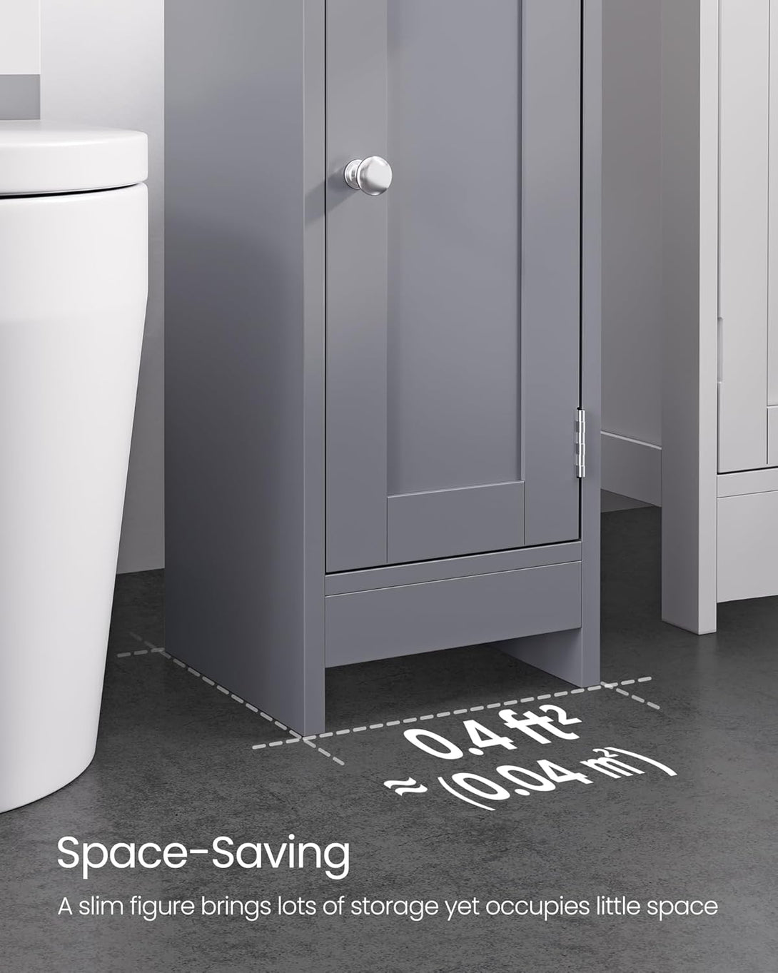 Uski kupaonski ormarić, 20 x 18 x 80 cm, sive boje | VASAGLE-Vasdom.hr