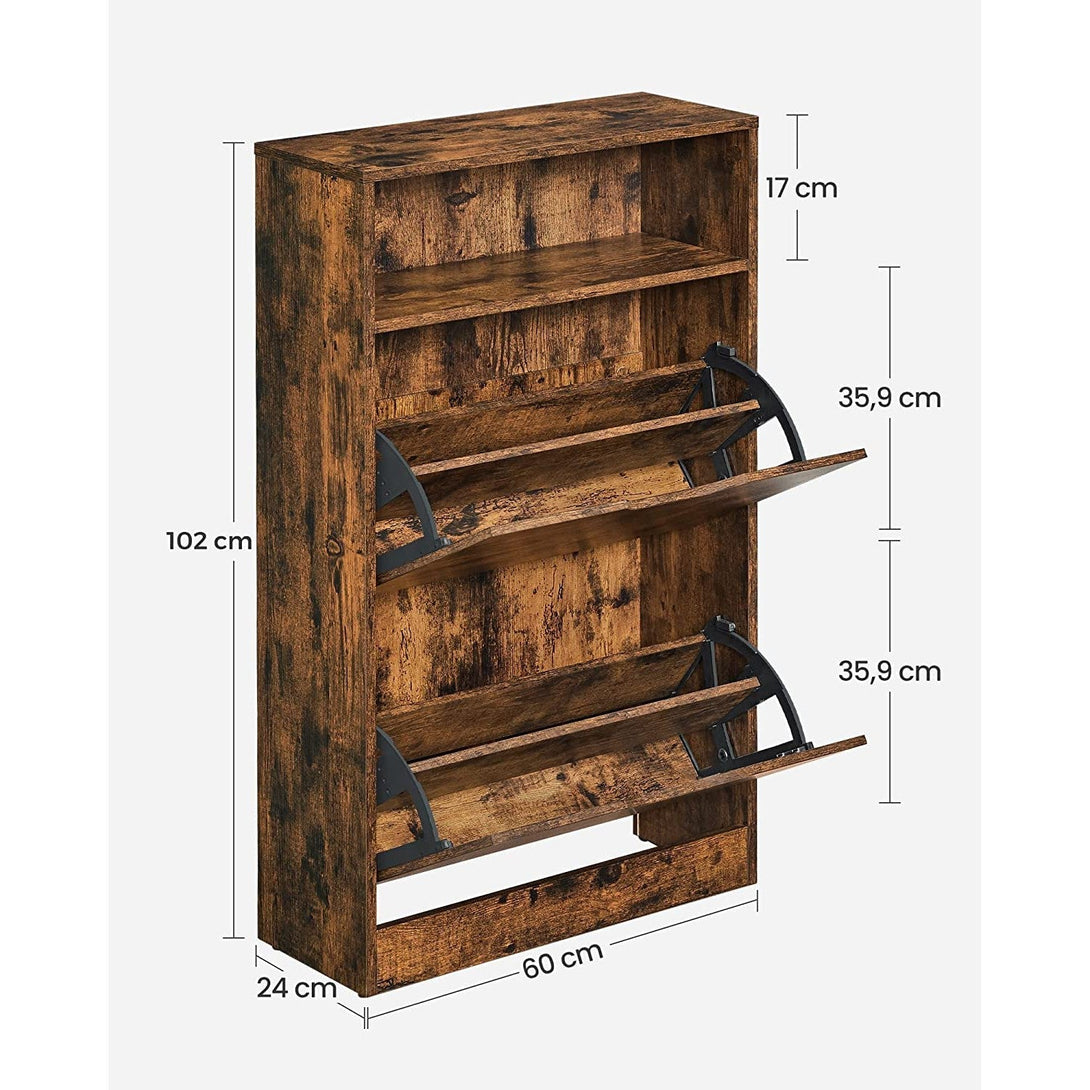 Uski ormarić za cipele s na 3 razine, 60 x 102 x 24 cm rustikalno smeđi | VASAGLE-Vasdom.hr
