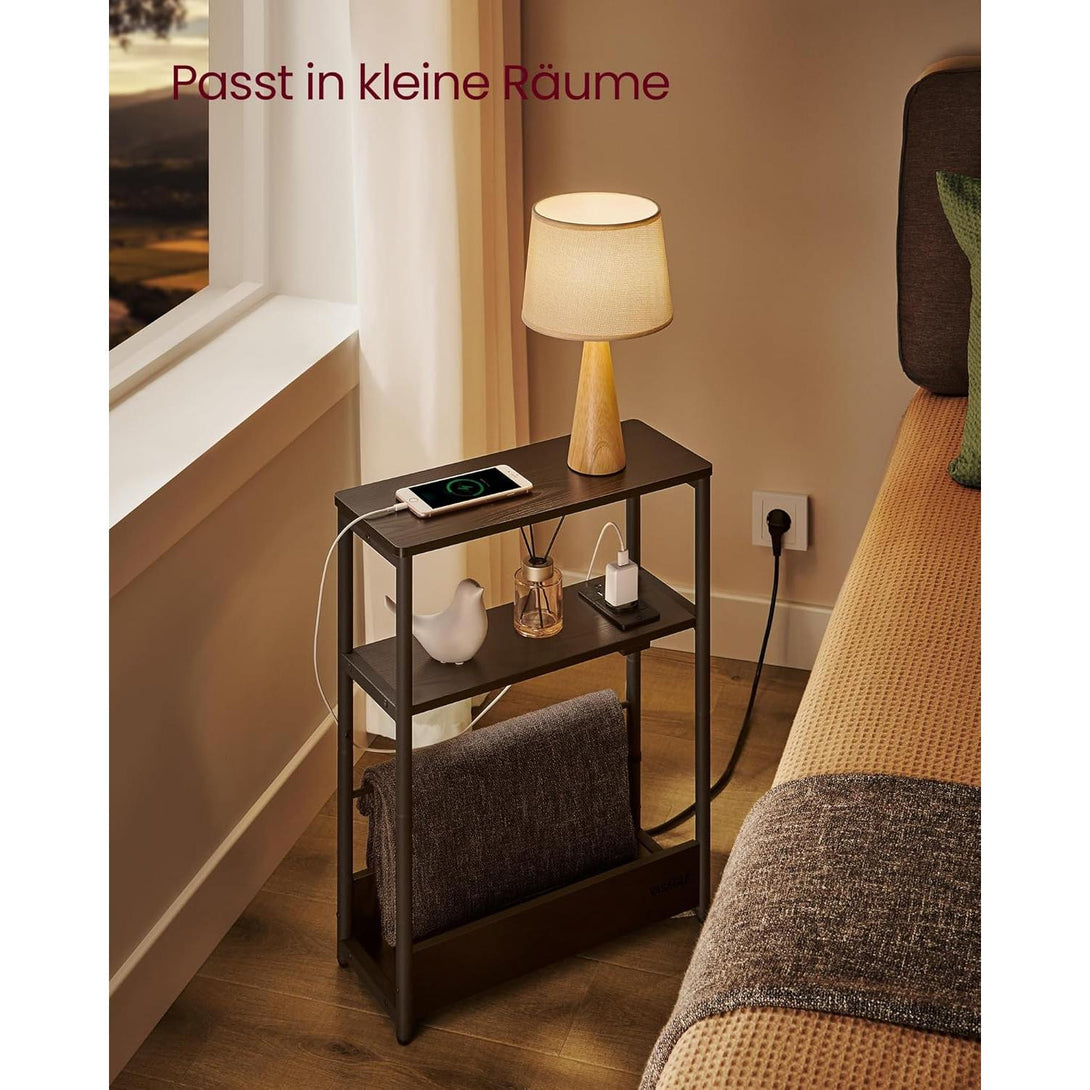 Uski pomoćni stolić s funkcijom punjenja, 18 x 45 x 58 cm, crni | VASAGLE-Vasdom.hr