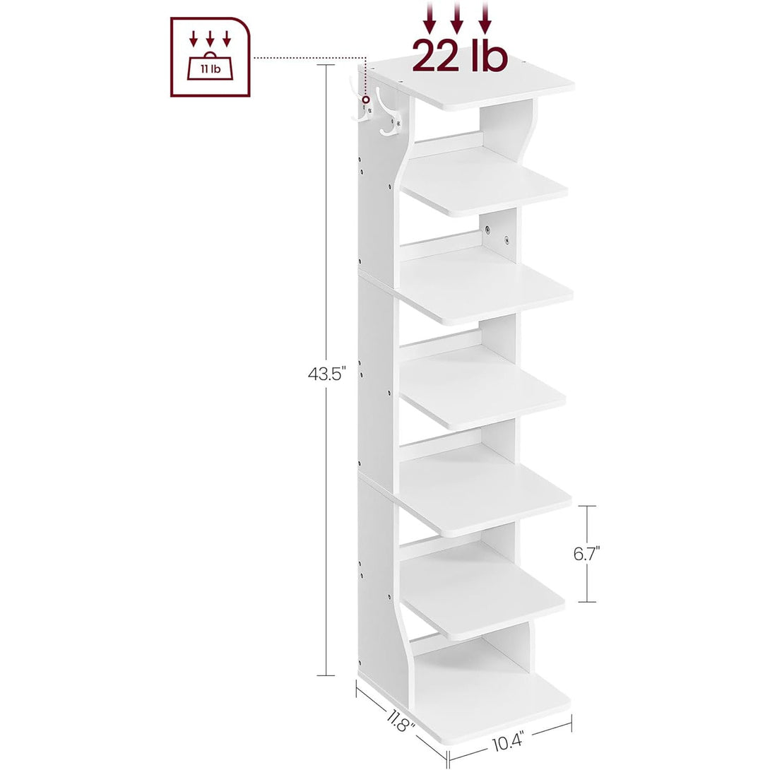 Uski stalak za obuću na 7 razina, 30 x 26,5 x 110,5 cm, bijeli | VASAGLE-Vasdom.hr