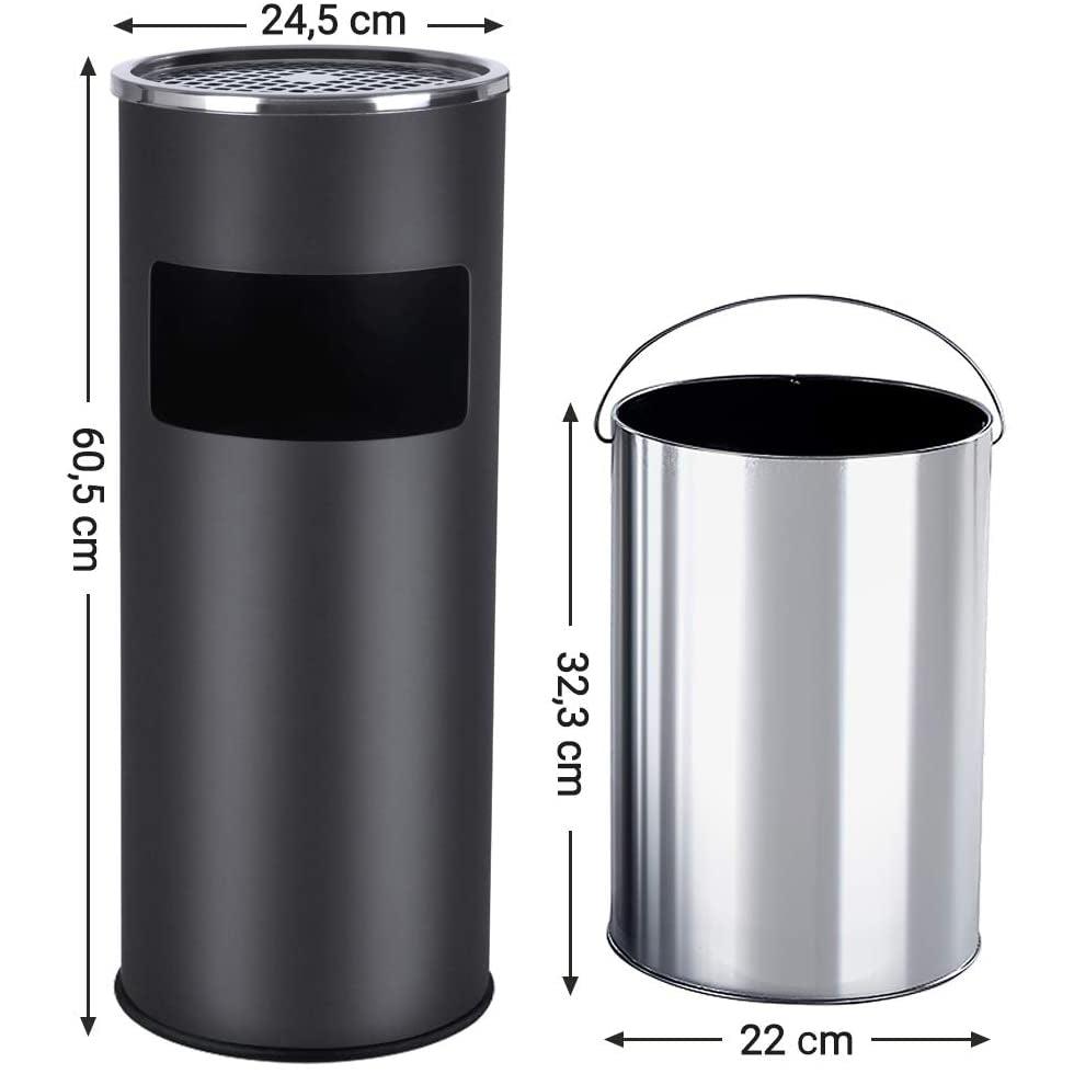 Vanjska stojeća pepeljara 30L, 60,5 x 24,5 cm, crno-srebrna | SONGMICS-Vasdom.hr