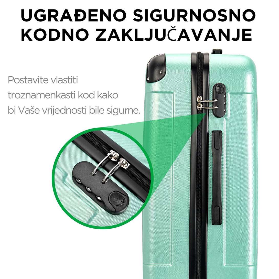 VERTICAL kabinski kofer na 4 kotača 55x39x20cm, puderasto zelena | BONTOUR-Vasdom.hr
