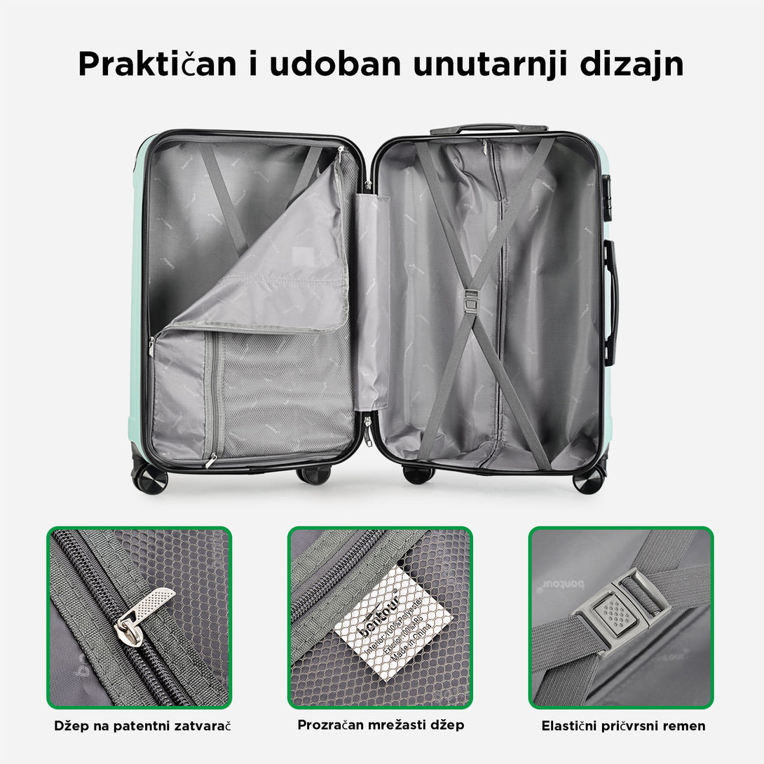 VERTICAL kabinski kofer na 4 kotača 55x39x20cm, puderasto zelena | BONTOUR-Vasdom.hr