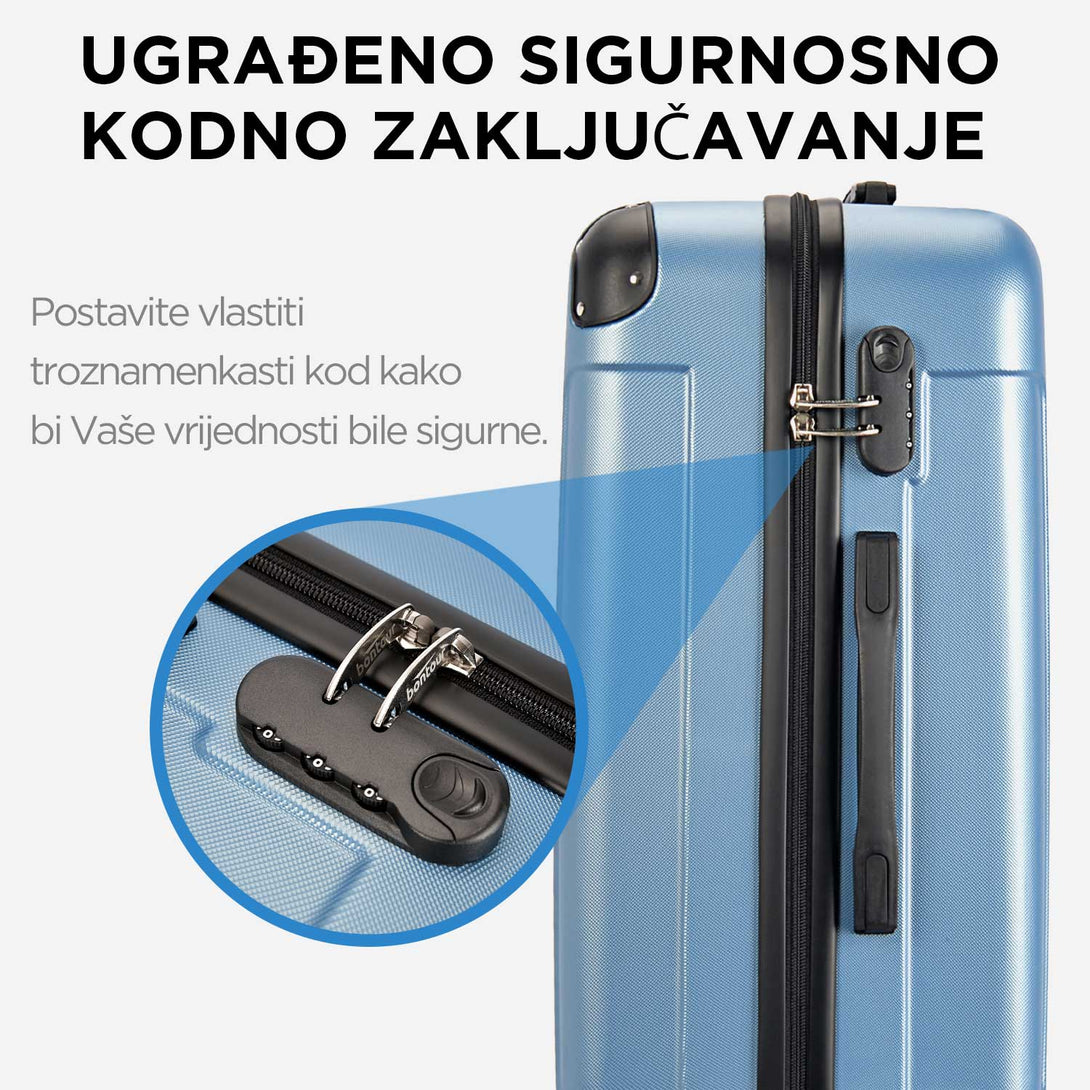 VERTICAL kabinski kofer na 4 kotača s bravom, 55x39x20cm, ledeno plava | BONTOUR-Vasdom.hr