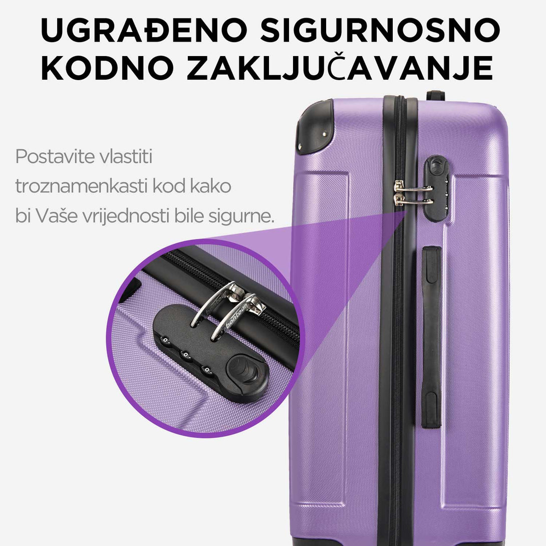 VERTICAL srednji kofer na 4 kotača s bravom, 65 x 44.5 x 27 cm, ljubičasta | BONTOUR-Vasdom.hr