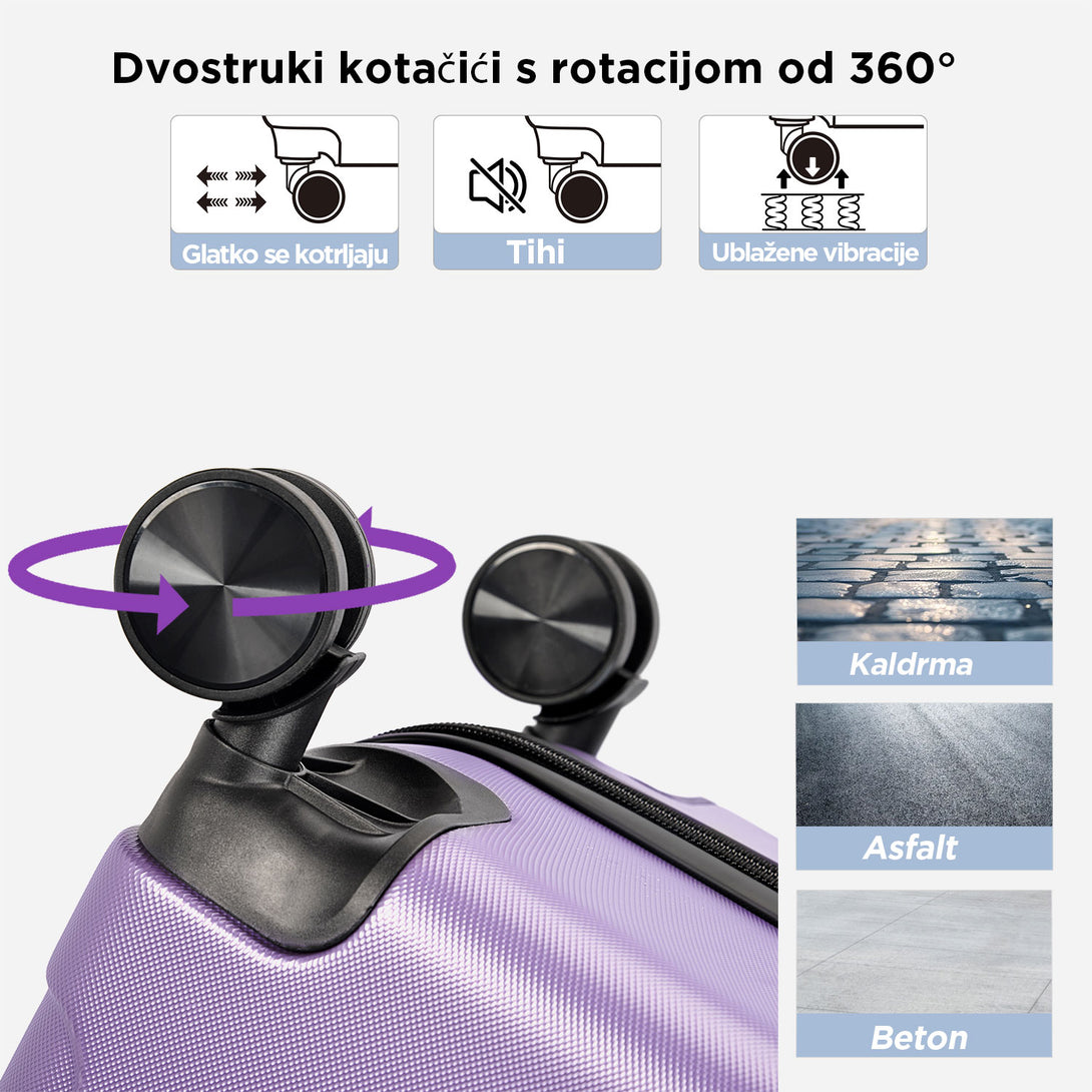 VERTICAL srednji kofer na 4 kotača s bravom, 65 x 44.5 x 27 cm, ljubičasta | BONTOUR-Vasdom.hr