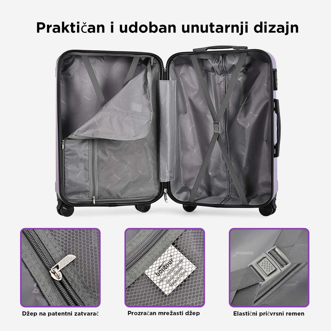 VERTICAL srednji kofer na 4 kotača s bravom, 65 x 44.5 x 27 cm, ljubičasta | BONTOUR-Vasdom.hr
