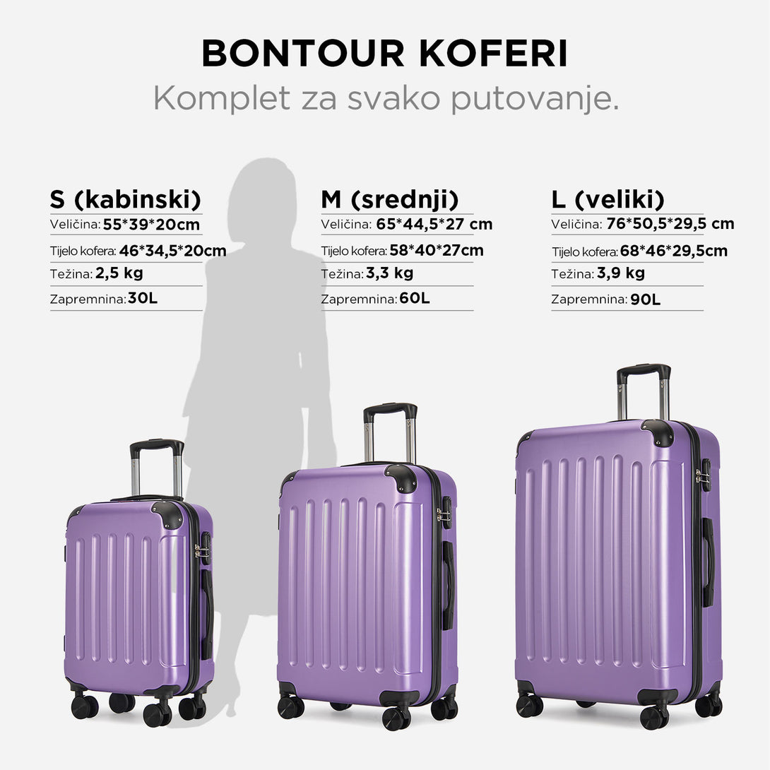 VERTICAL srednji kofer na 4 kotača s bravom, 65 x 44.5 x 27 cm, ljubičasta | BONTOUR-Vasdom.hr