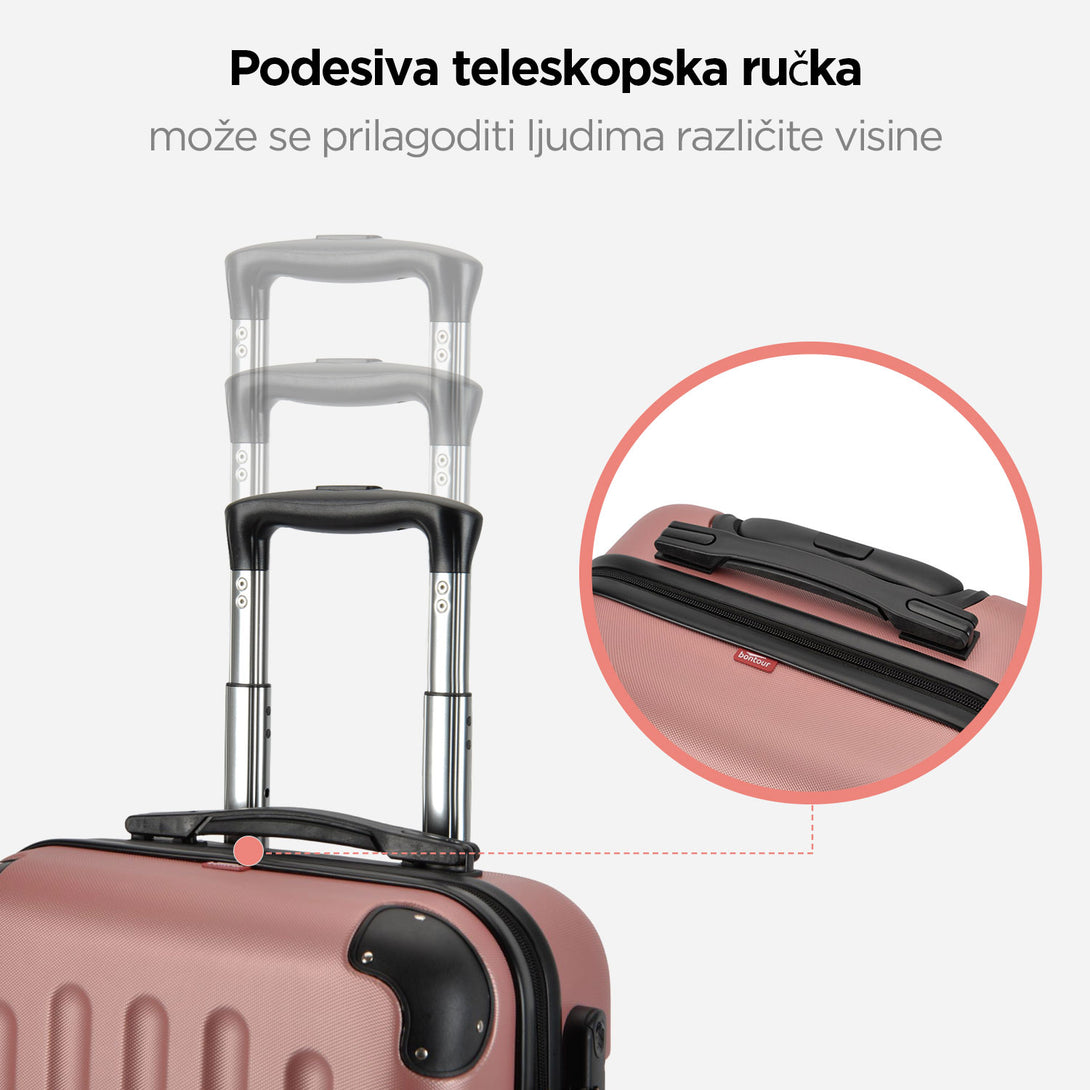VERTICAL kabinski kofer na 4 kotača s bravom, 55x39x20cm, roze zlato | BONTOUR-Vasdom.hr