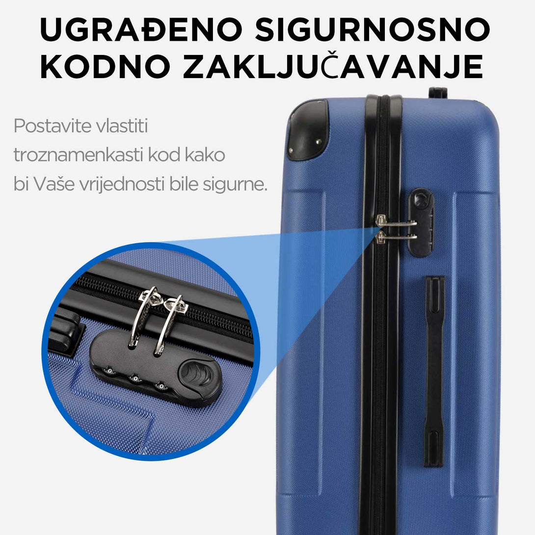 VERTICAL kabinski kofer na 4 kotača s bravom, 55x39x20cm, tamno plavi | BONTOUR-Vasdom.hr