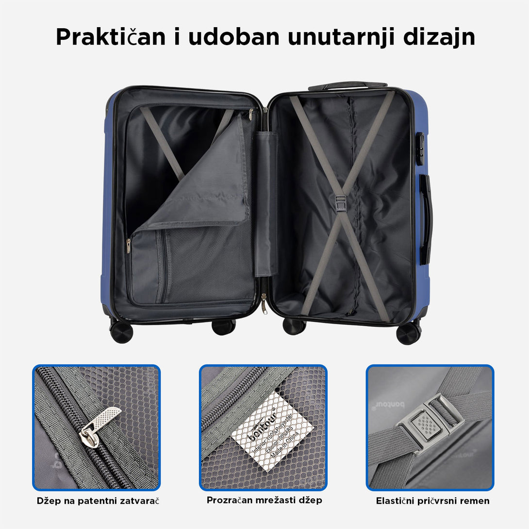 VERTICAL kabinski kofer na 4 kotača s bravom, 55x39x20cm, tamno plavi | BONTOUR-Vasdom.hr