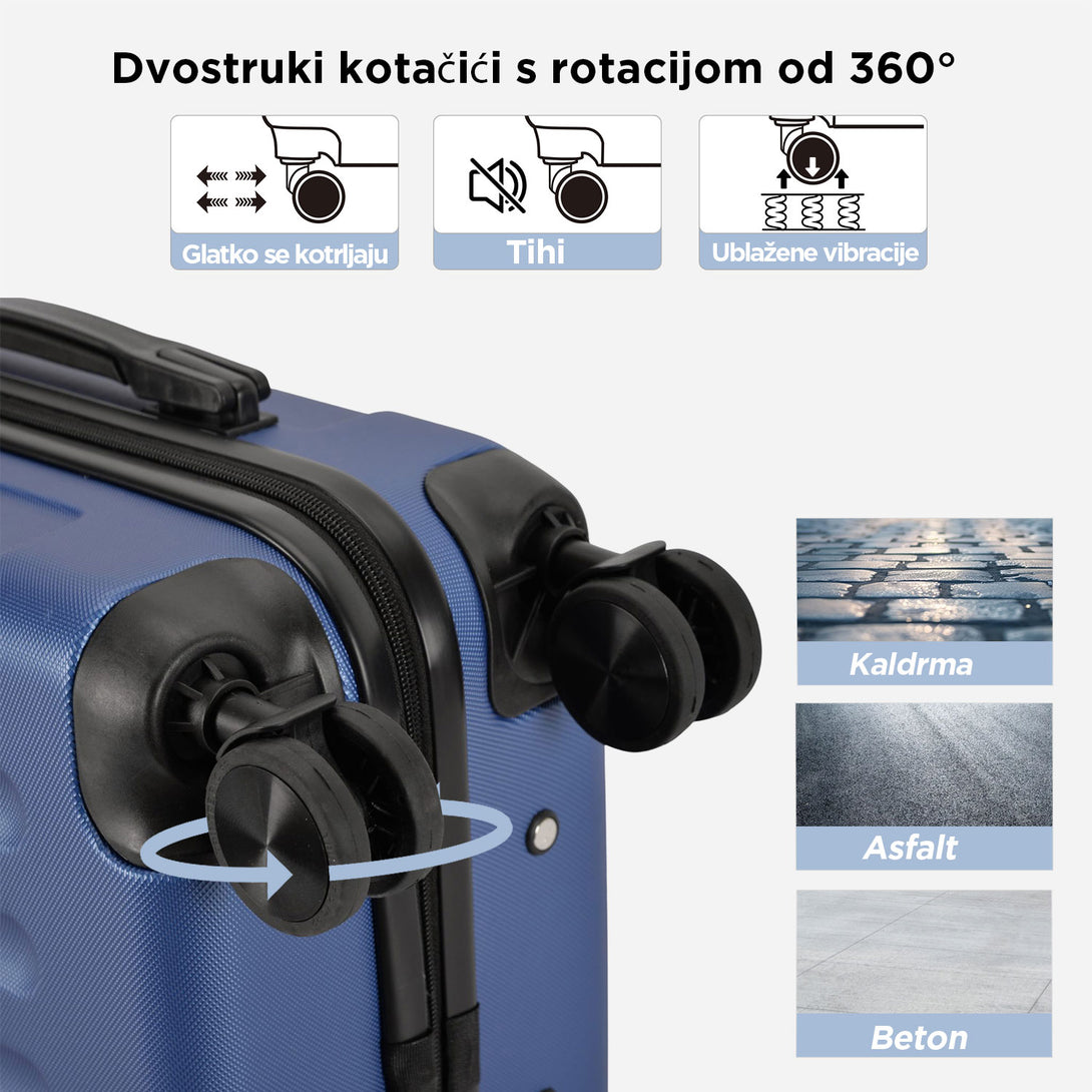 VERTICAL kabinski kofer na 4 kotača s bravom, 55x39x20cm, tamno plavi | BONTOUR-Vasdom.hr