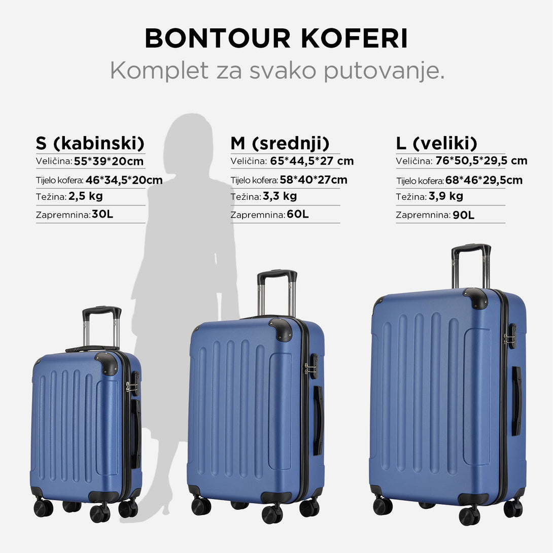 VERTICAL kabinski kofer na 4 kotača s bravom, 55x39x20cm, tamno plavi | BONTOUR-Vasdom.hr