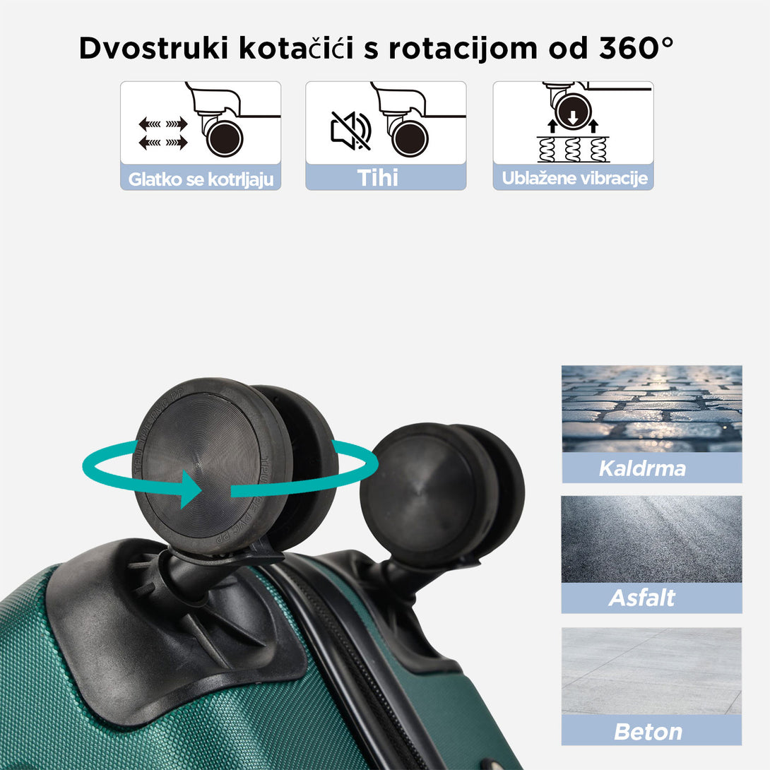 VERTICAL kabinski kofer na 4 kotača s bravom, 55x39x20cm, zeleni | BONTOUR-Vasdom.hr