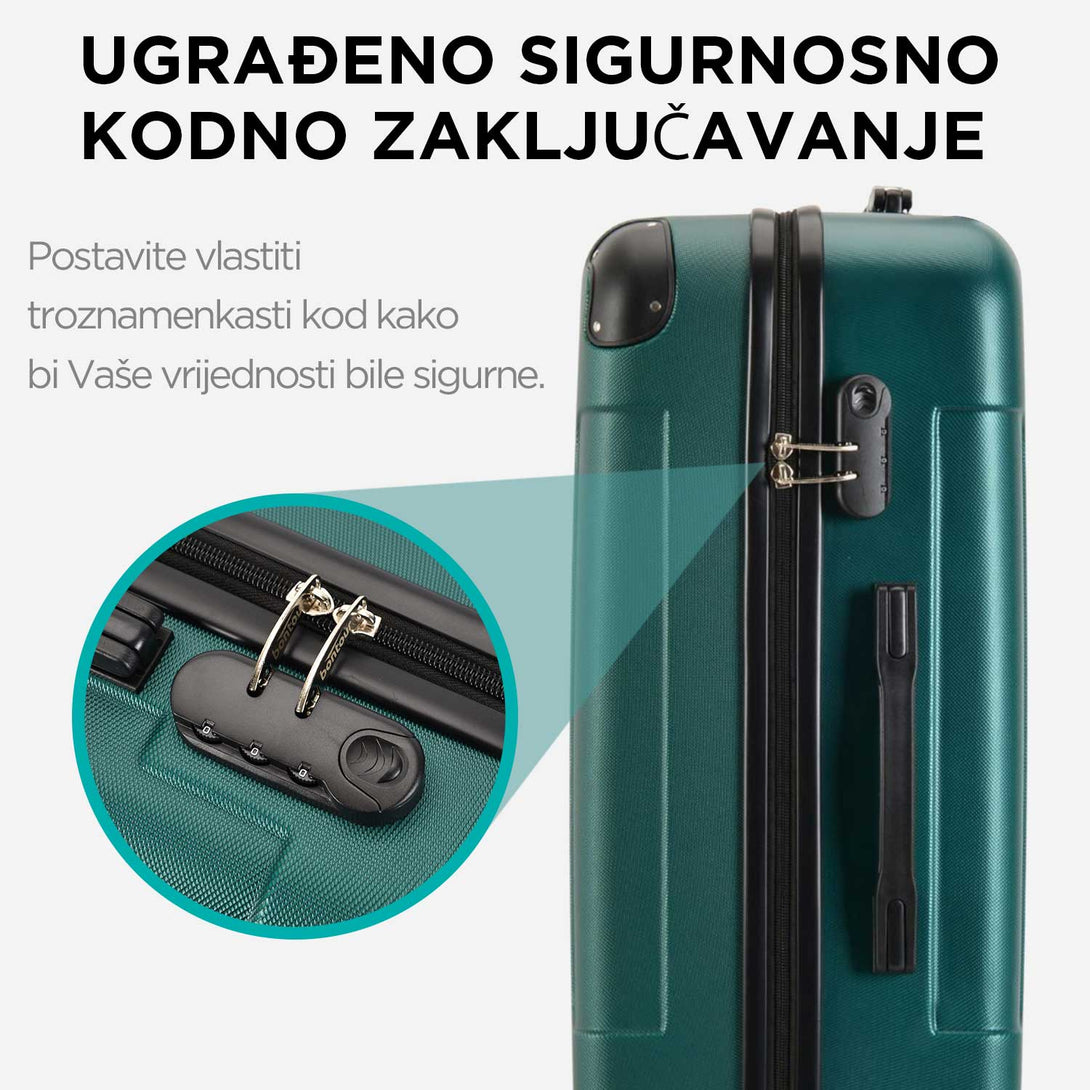 VERTICAL kabinski kofer na 4 kotača s bravom, 55x39x20cm, zeleni | BONTOUR-Vasdom.hr
