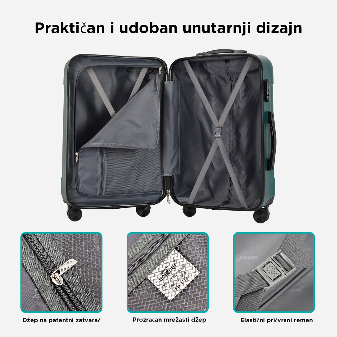 VERTICAL kabinski kofer na 4 kotača s bravom, 55x39x20cm, zeleni | BONTOUR-Vasdom.hr