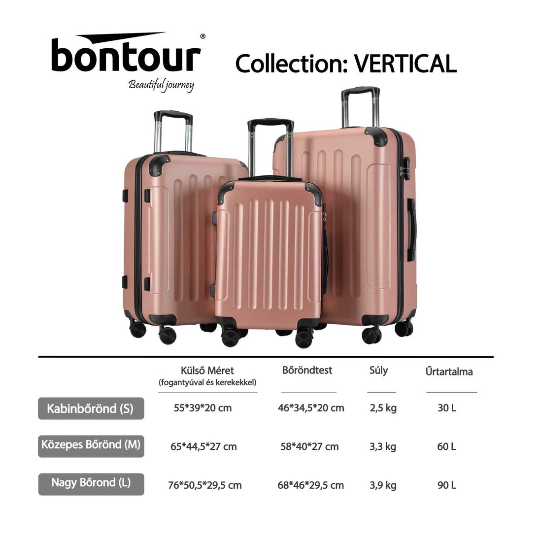 “VERTICAL” set od 3 kofera na 4 kotača s bravom, ružičasto zlato | BONTOUR-Vasdom.hr