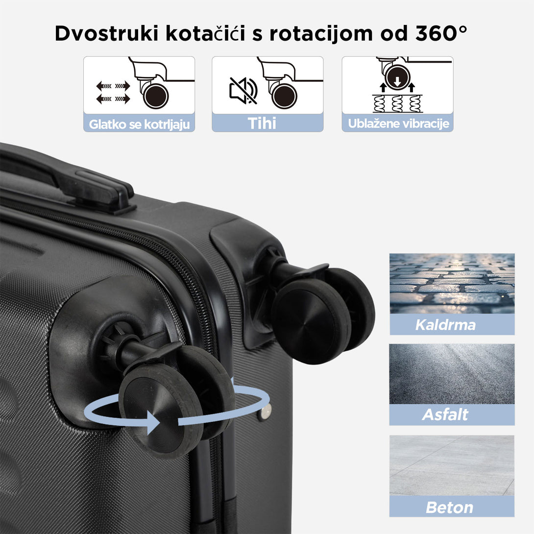VERTICAL srednji kofer na 4 kotača s bravom, 65 x 44.5 x 27 cm, crni | BONTOUR-Vasdom.hr