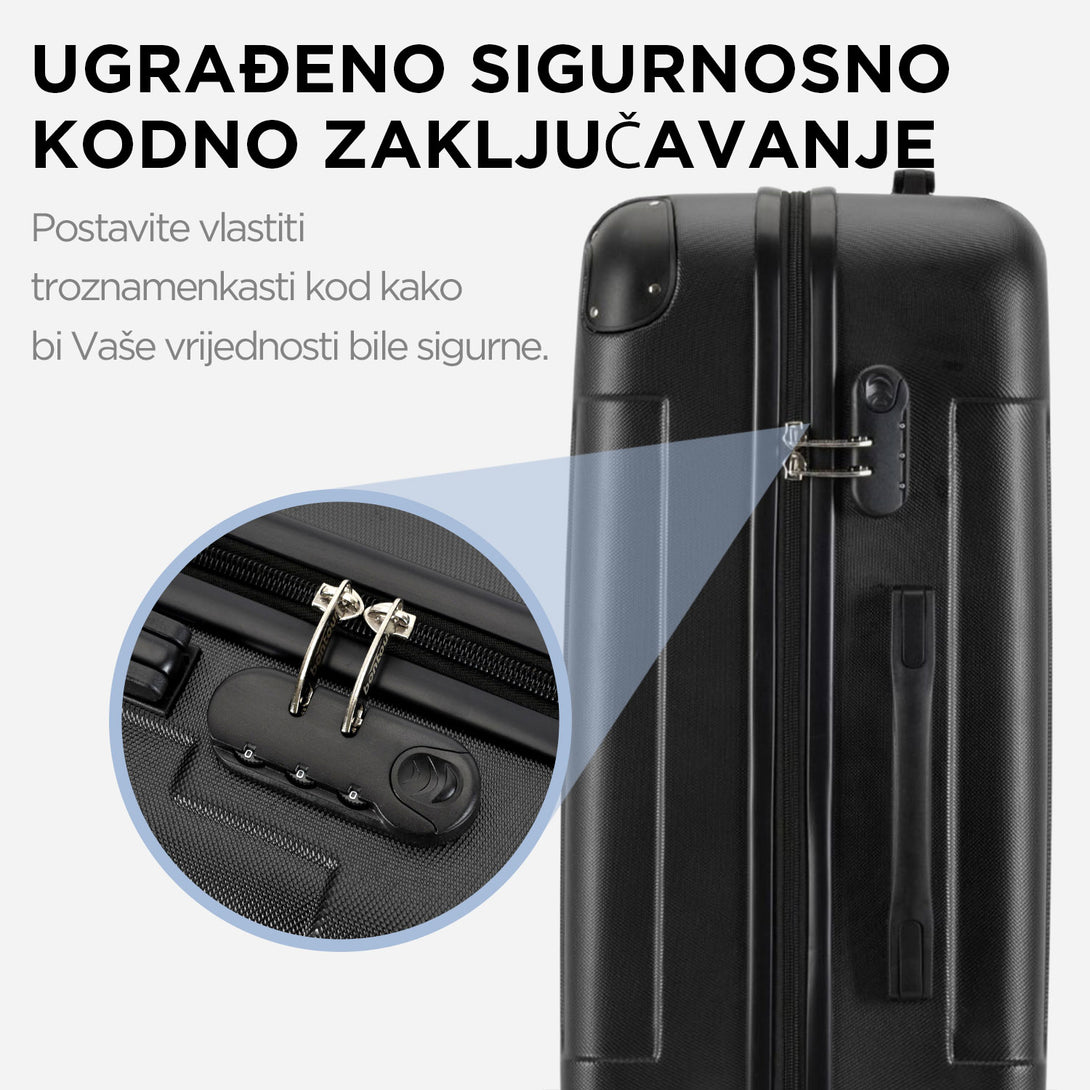 VERTICAL srednji kofer na 4 kotača s bravom, 65 x 44.5 x 27 cm, crni | BONTOUR-Vasdom.hr