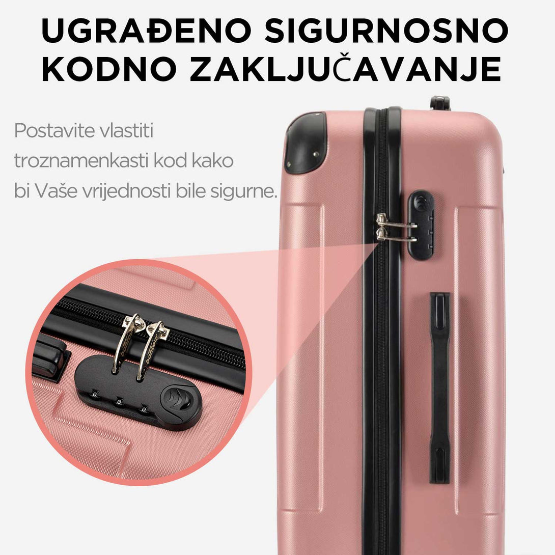 VERTICAL srednji kofer na 4 kotača s bravom, 65 x 44.5 x 27 cm, roze zlato | BONTOUR-Vasdom.hr