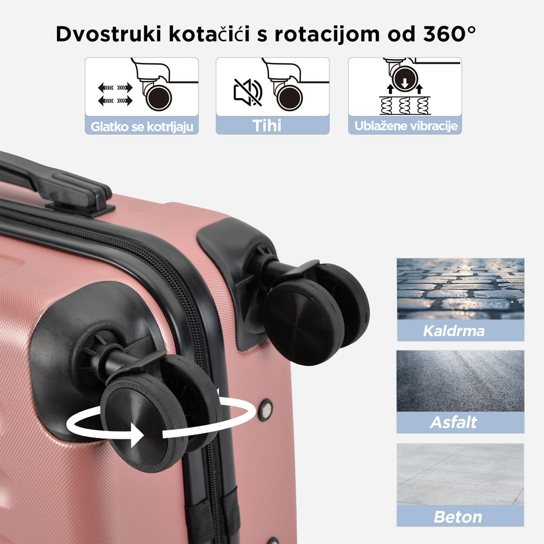VERTICAL srednji kofer na 4 kotača s bravom, 65 x 44.5 x 27 cm, roze zlato | BONTOUR-Vasdom.hr
