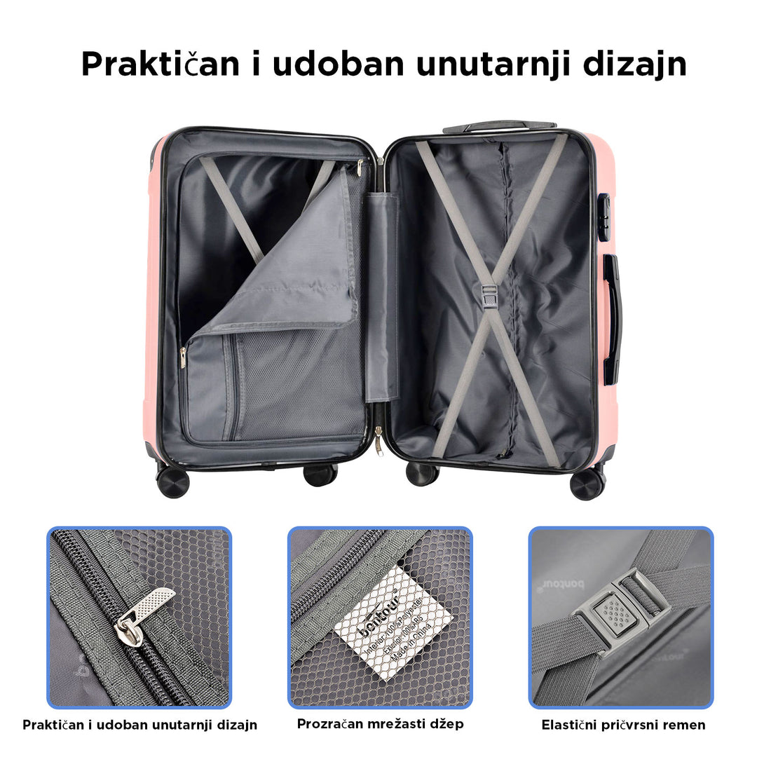 VERTICAL srednji kofer na 4 kotača s bravom, 65 x 44.5 x 27 cm, roze zlato | BONTOUR-Vasdom.hr