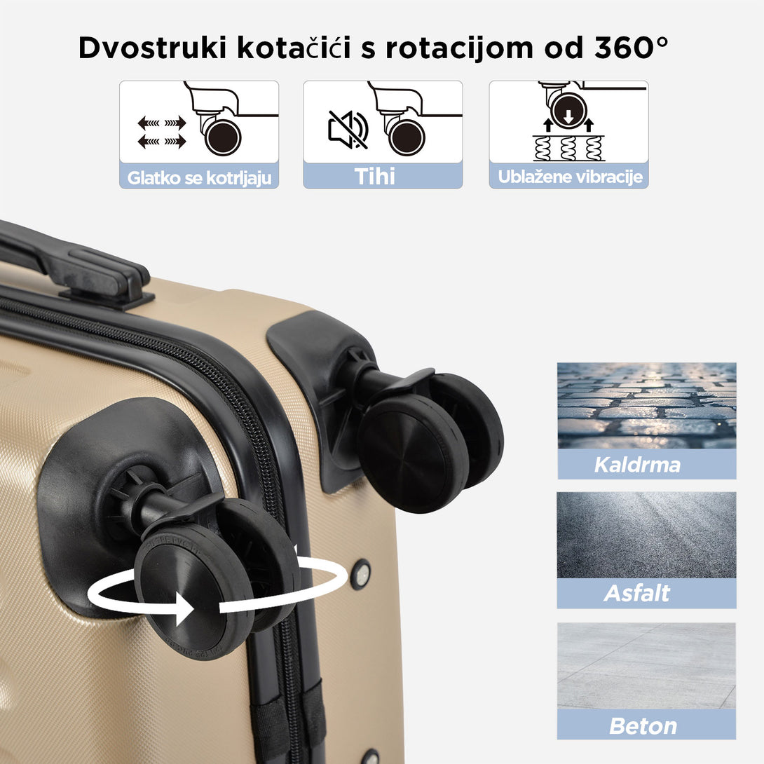 VERTICAL kabinski kofer na 4 kotača s bravom, 55x39x20cm, boja šampanjca | BONTOUR-Vasdom.hr